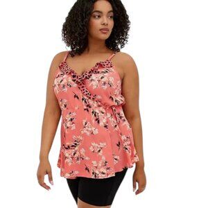 Torrid Pink Floral Wrap Top Size 1X
